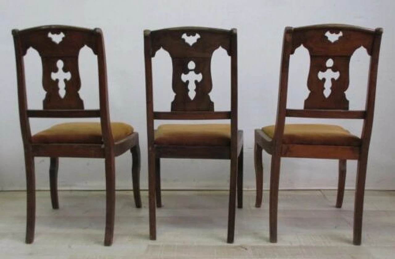 3 Empire inlaid walnut chairs, early 19th century 9