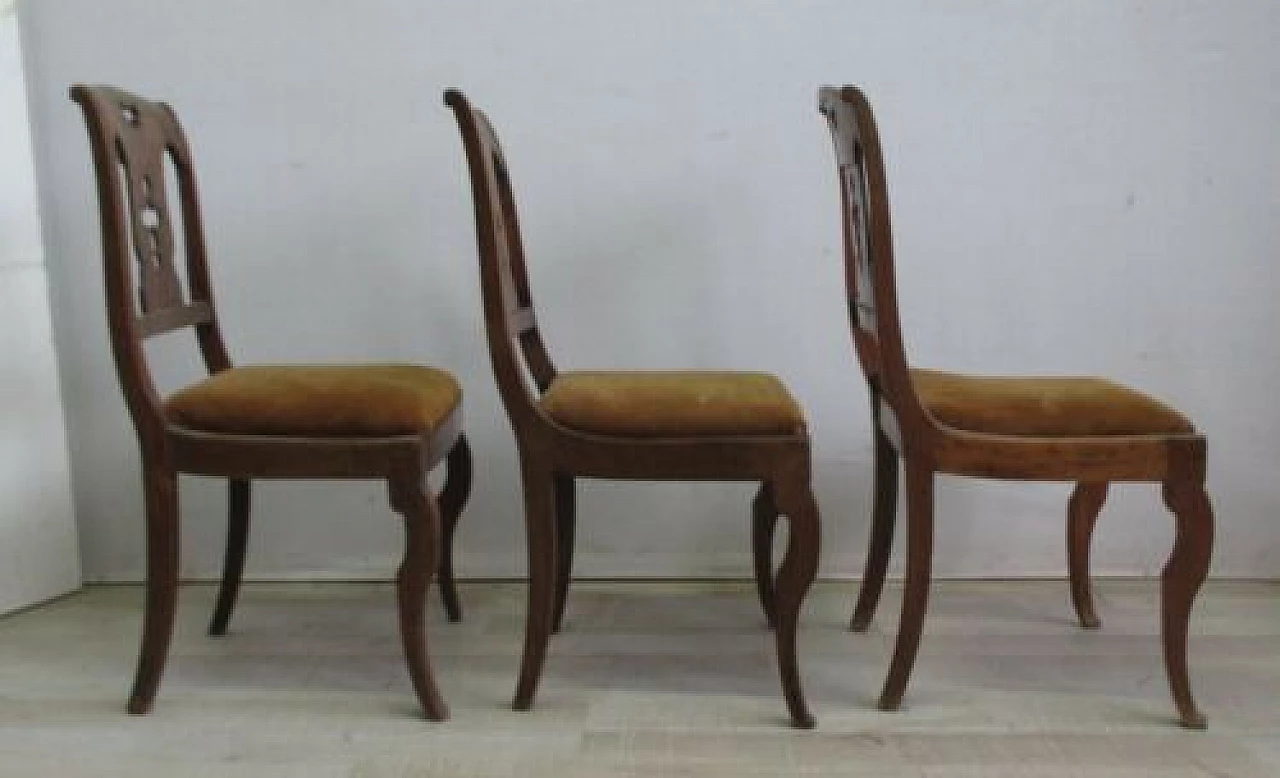 3 Empire inlaid walnut chairs, early 19th century 10