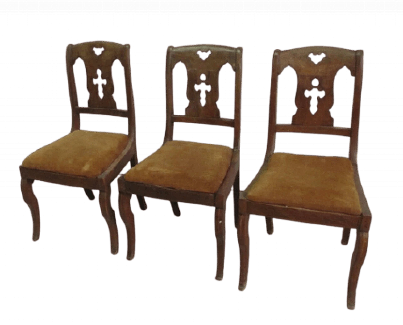 3 Empire inlaid walnut chairs, early 19th century 12