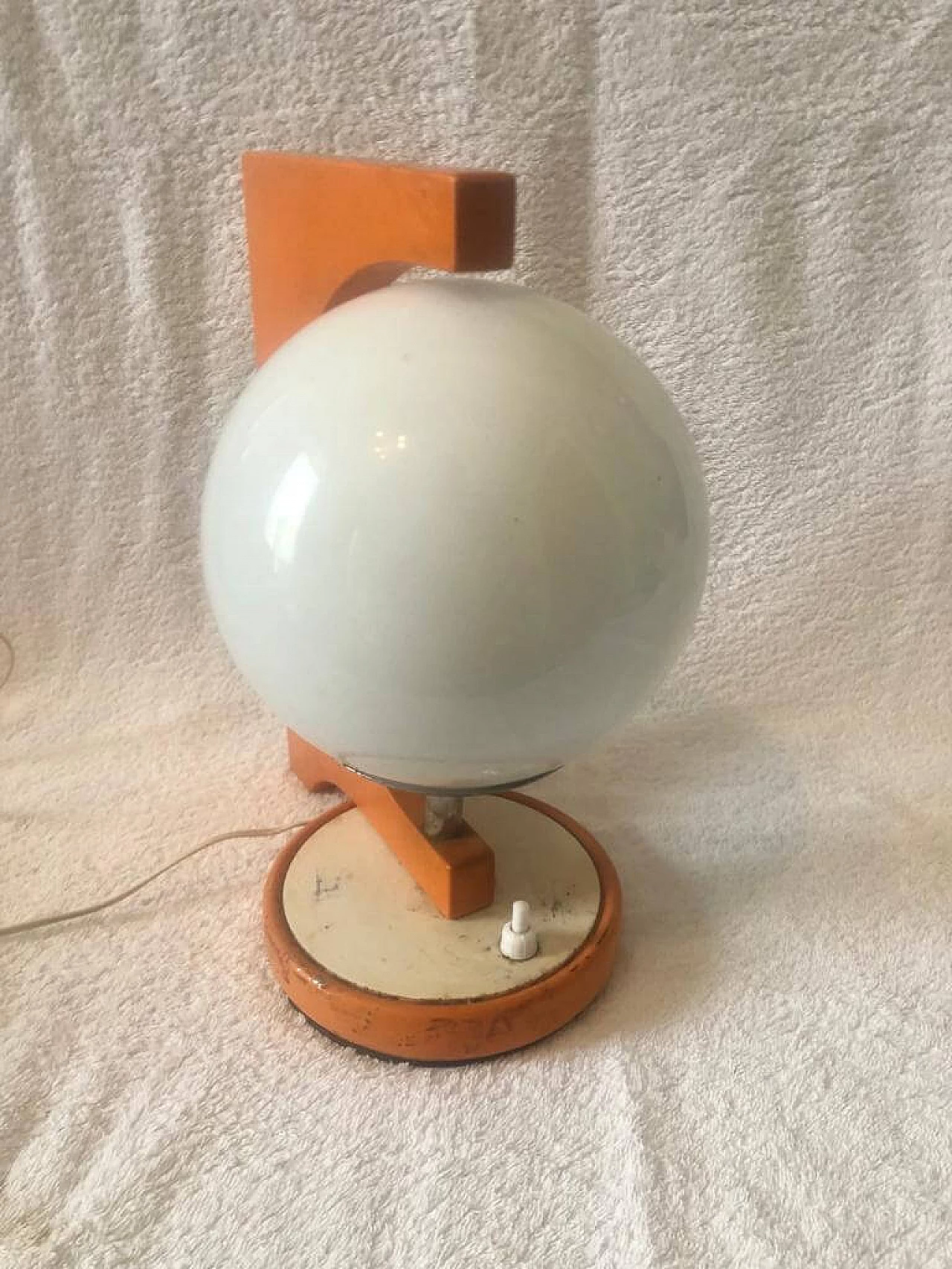 Table lamp in lacquered wood with orange shades, 1960s 11