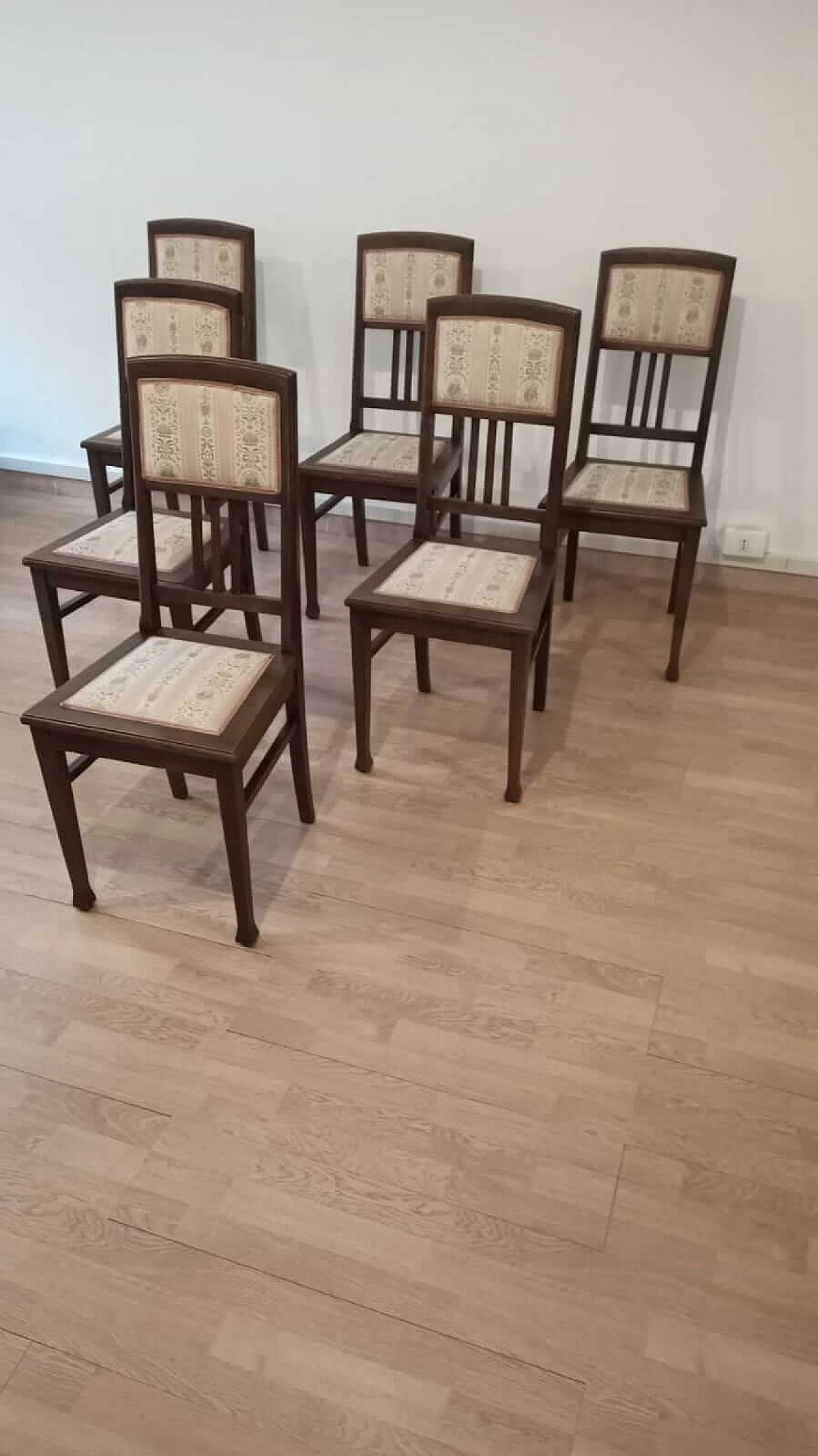 6 Fabric and oak chairs, 1920s 1355464