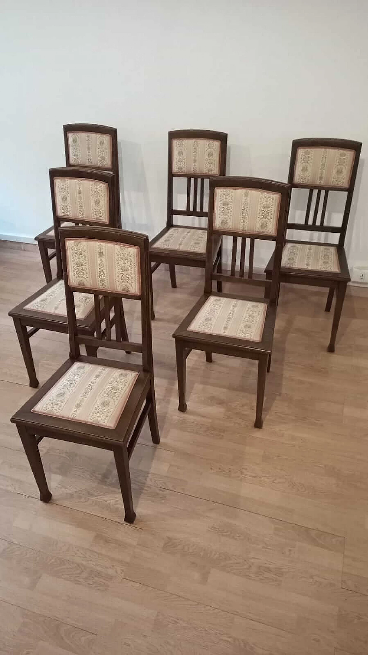 6 Fabric and oak chairs, 1920s 1355465