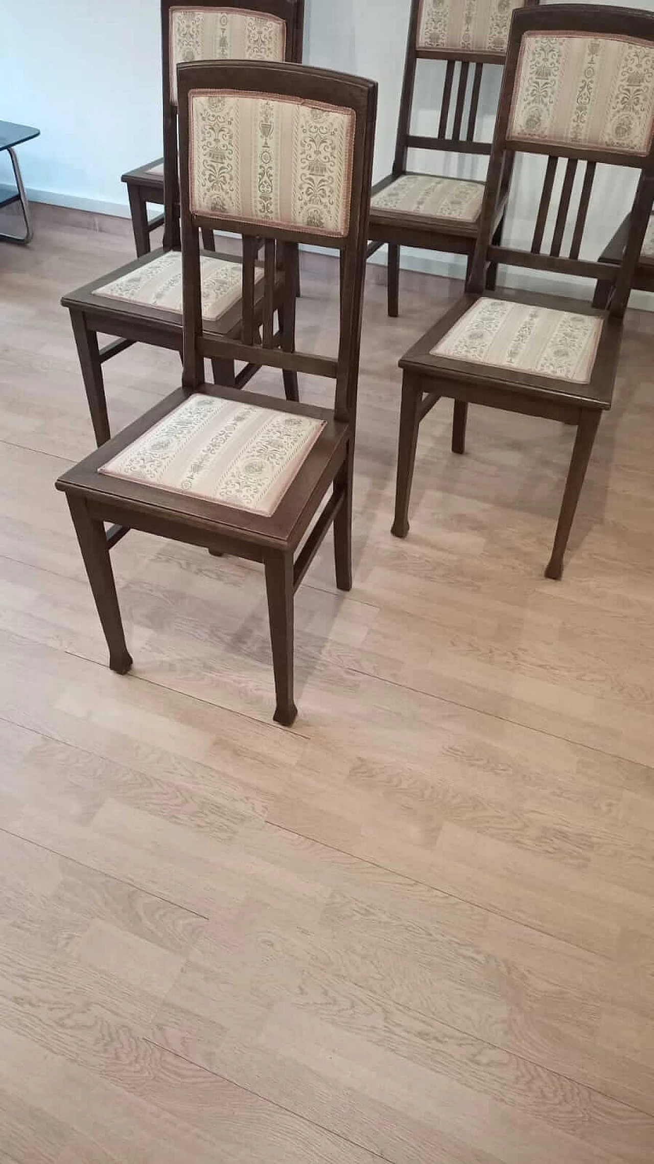 6 Fabric and oak chairs, 1920s 1355469