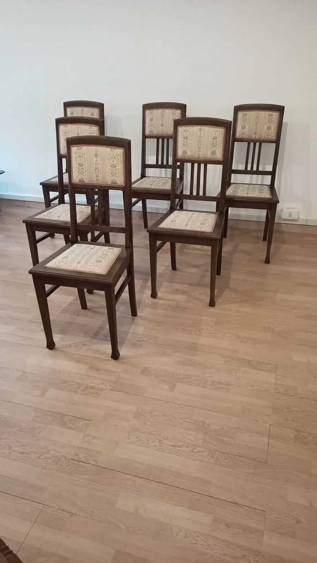 6 Fabric and oak chairs, 1920s 1355470