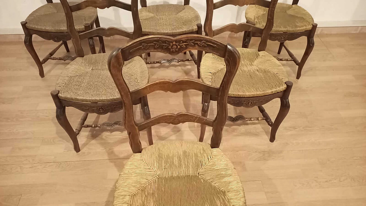 6 Provencal wooden chairs with straw seat, 19th century 1323791