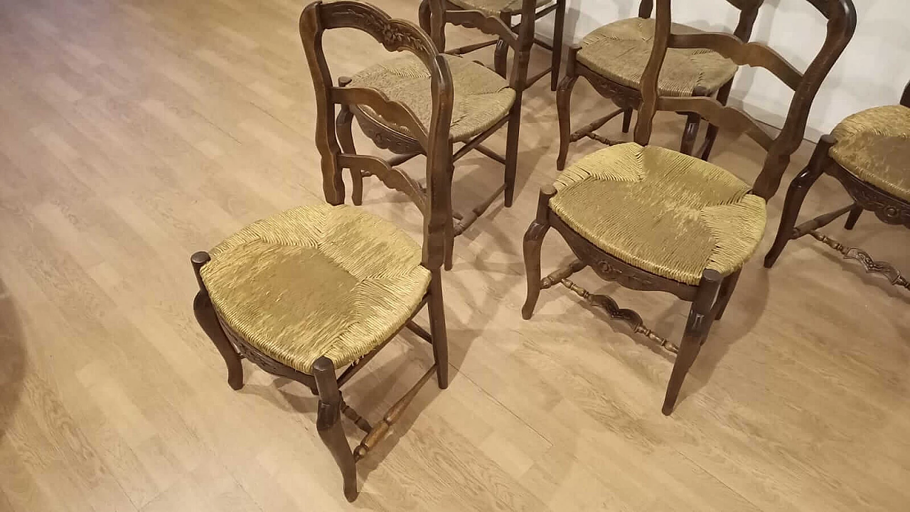 6 Provencal wooden chairs with straw seat, 19th century 1323792