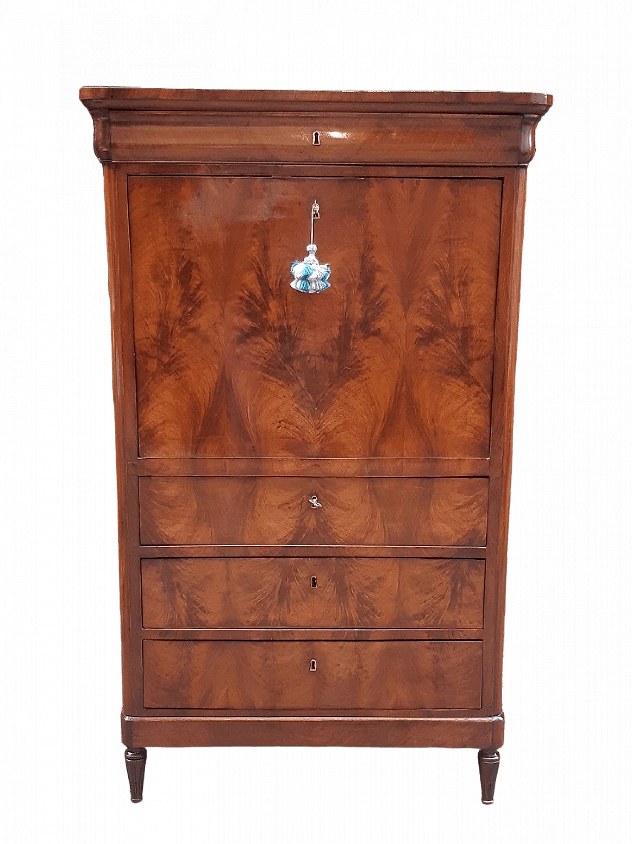 Louis-Philippe style walnut veneer secretaire with flap, 19th century 14