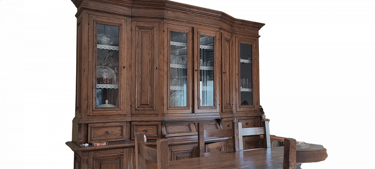 Rustic sideboard with solid wood table and 6 chairs, 1980s 1480499