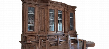 Rustic sideboard with solid wood table and 6 chairs, 1980s