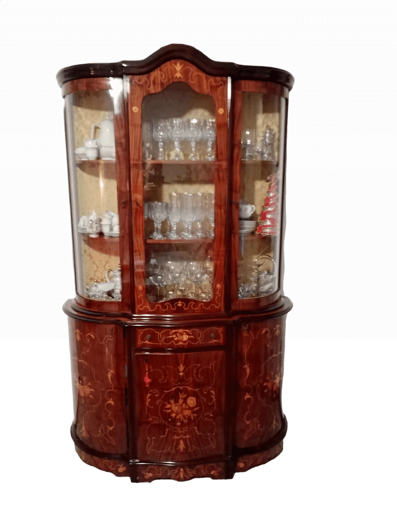 Sideboard with wooden and glass display case, 1980s 4