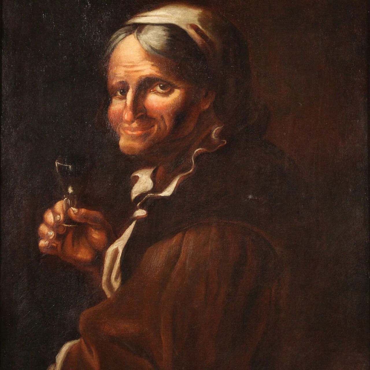 Oil on canvas depicting portrait of a grotesque character, 17th century 1