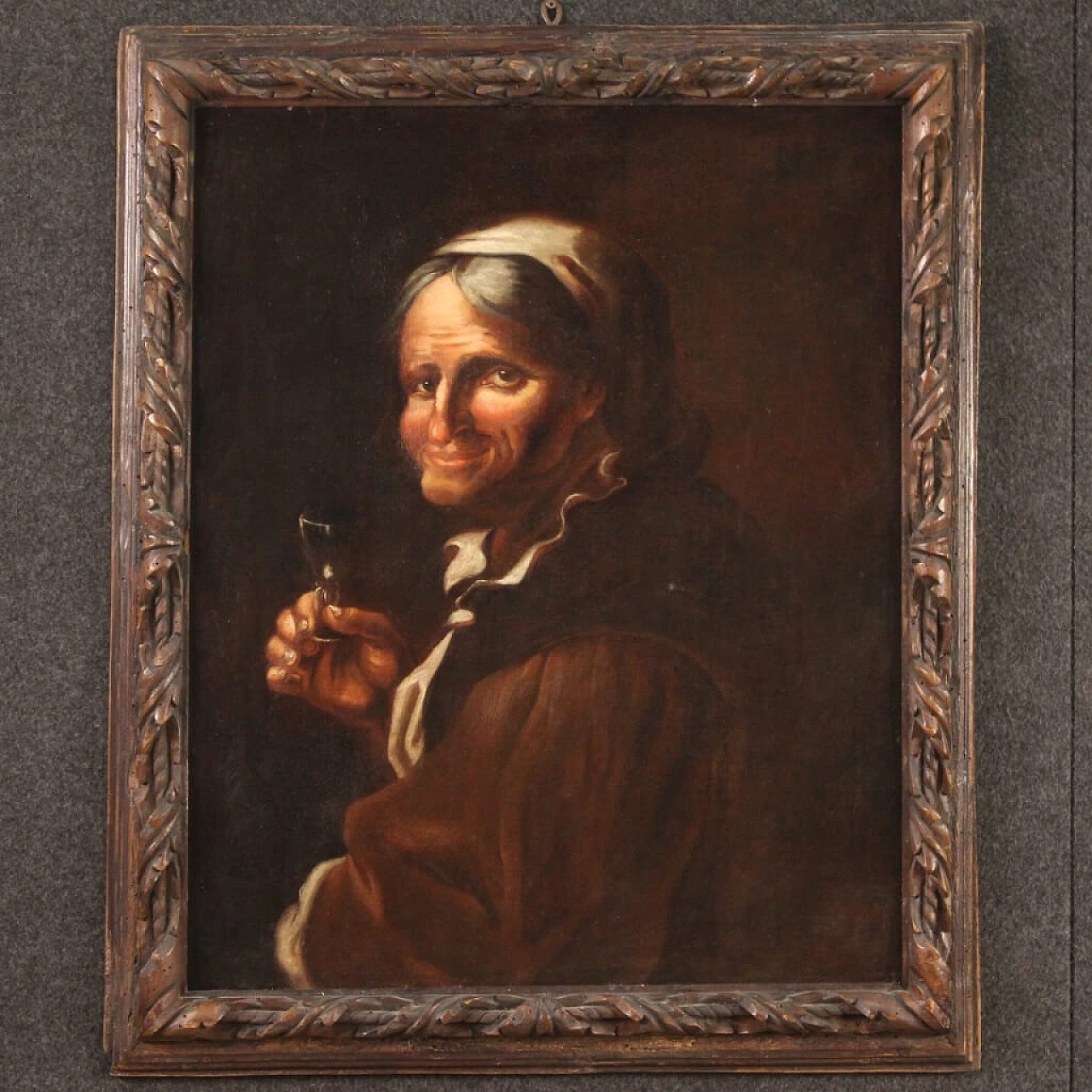 Oil on canvas depicting portrait of a grotesque character, 17th century 2