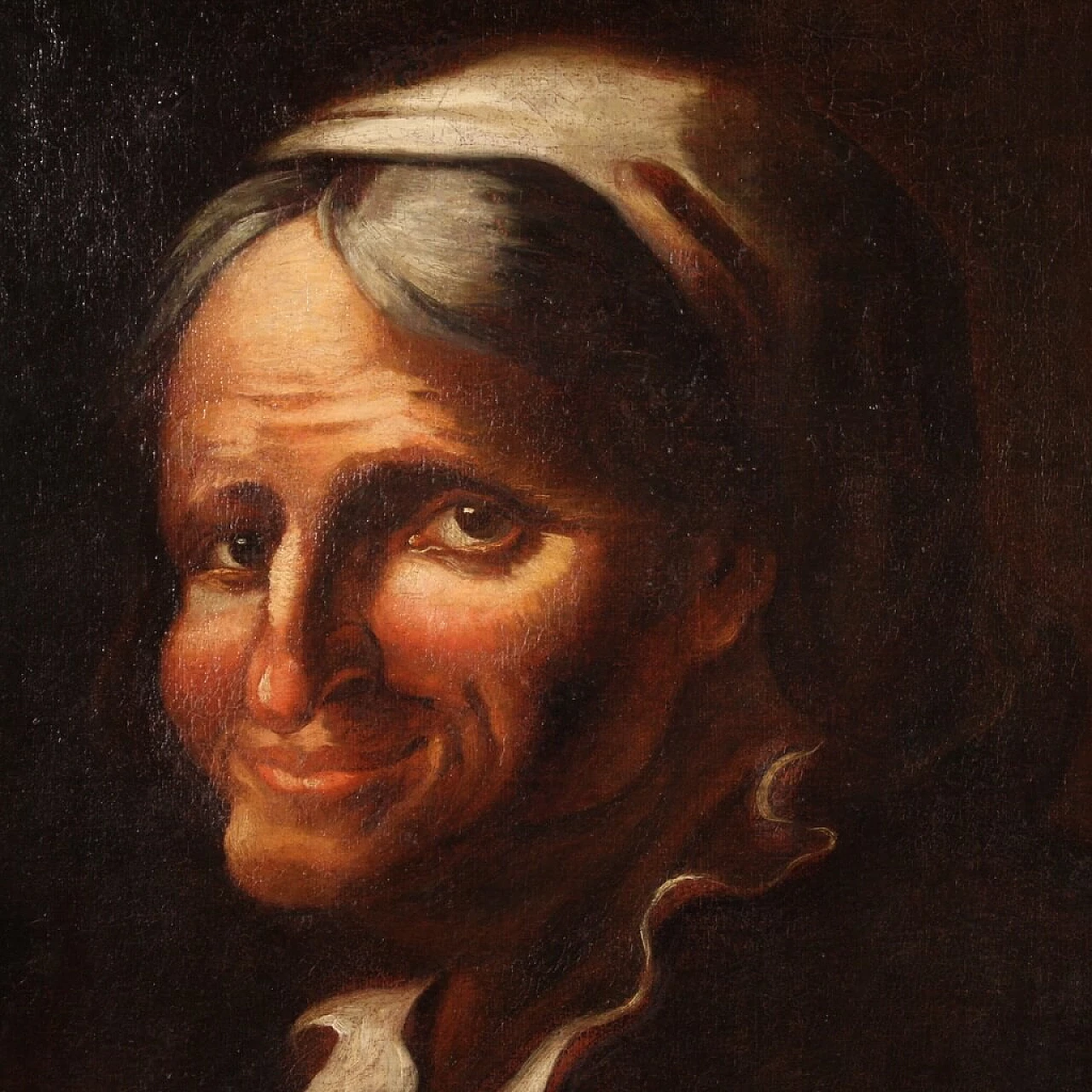 Oil on canvas depicting portrait of a grotesque character, 17th century 3