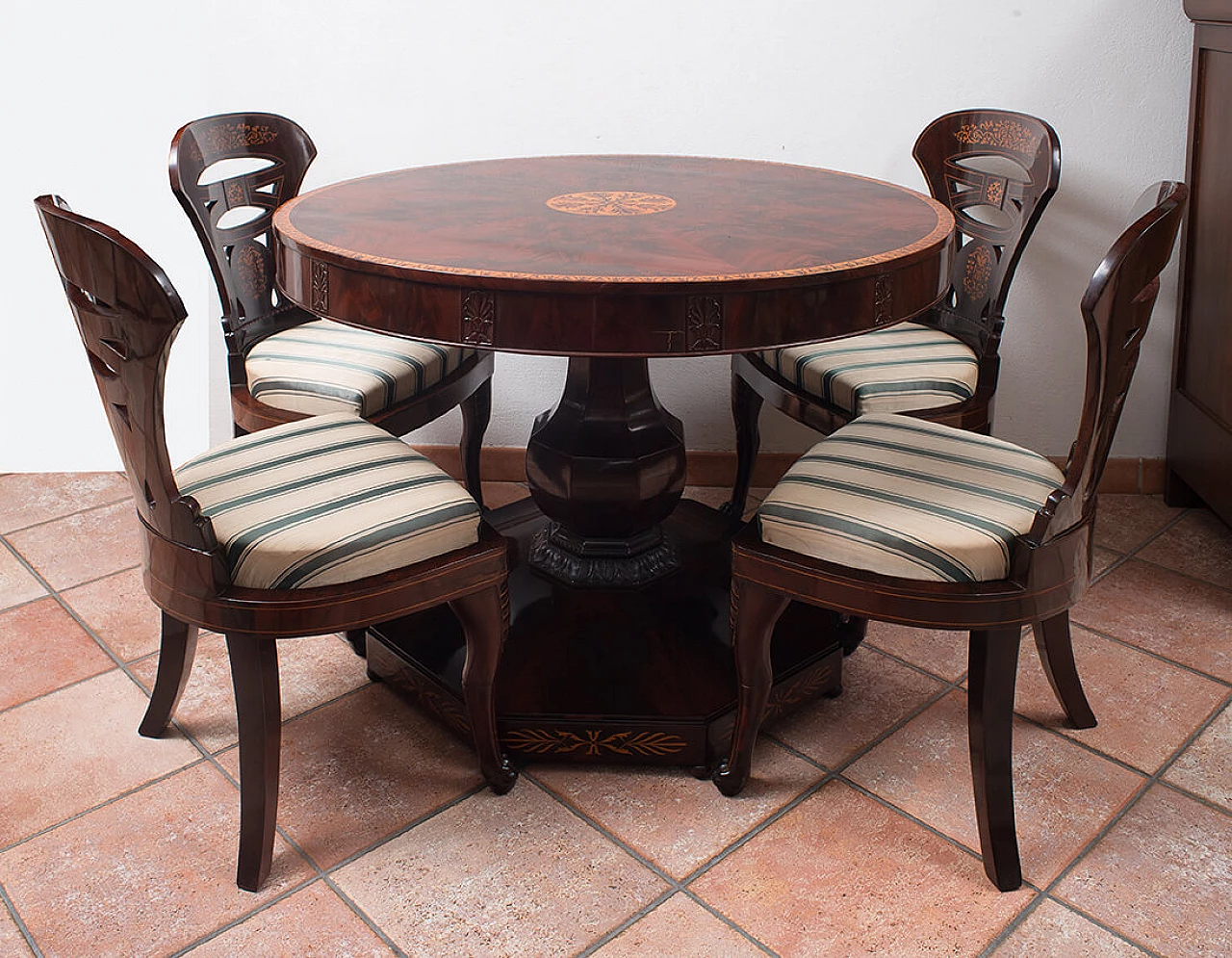 Smith coffee table in mahogany feather with maple inlay, 19th century 4