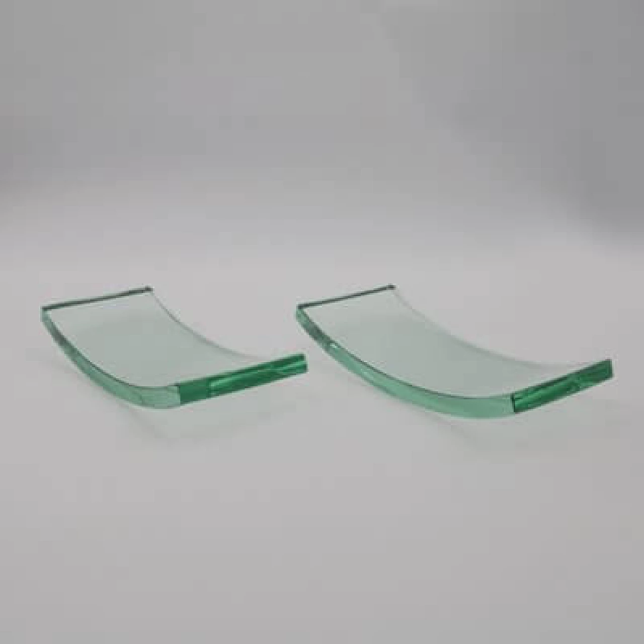 Pair of curved aquamarine glasses, 1970s 1