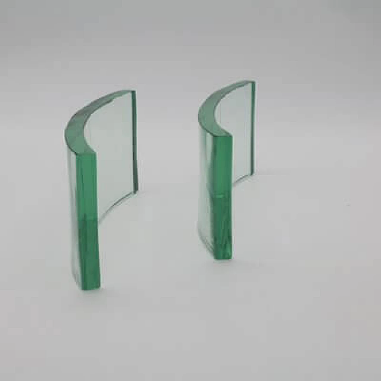 Pair of curved aquamarine glasses, 1970s 2