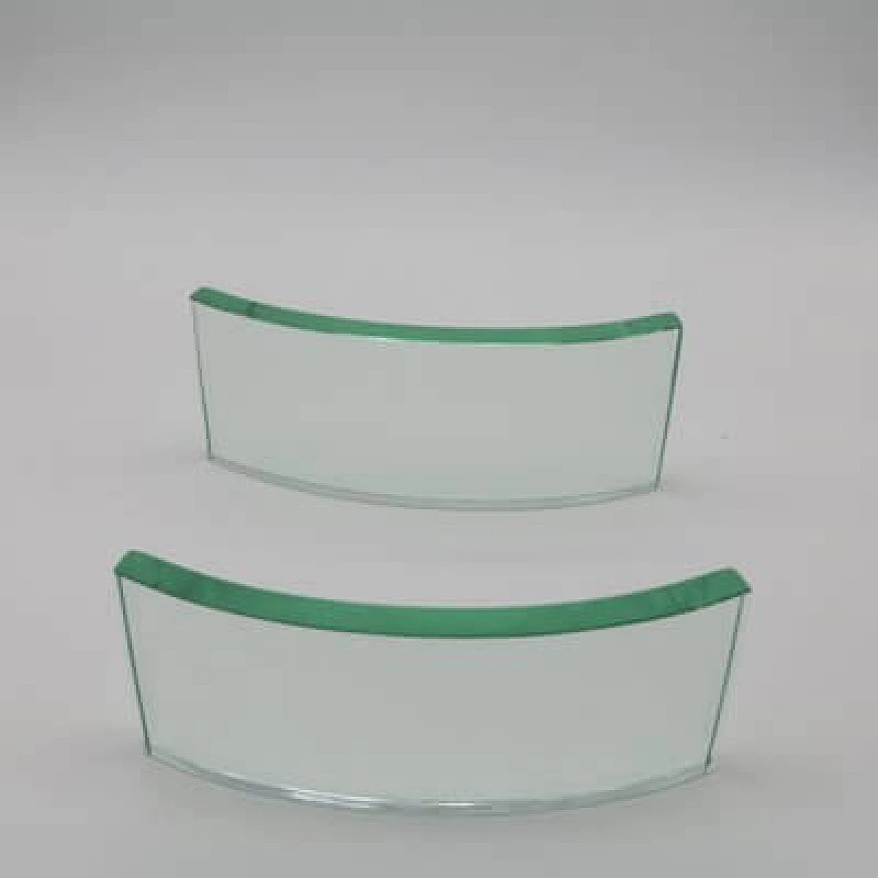 Pair of curved aquamarine glasses, 1970s 4