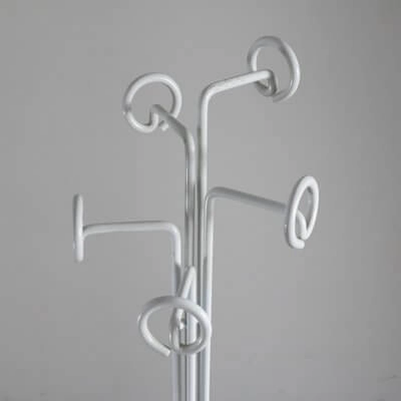 White lacquered metal coat rack, 1970s 7