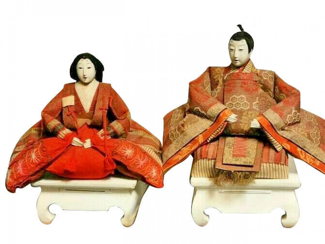 Pair of Japanese dolls of Emperor and Empress Hina Ningyo, late 19th century 13