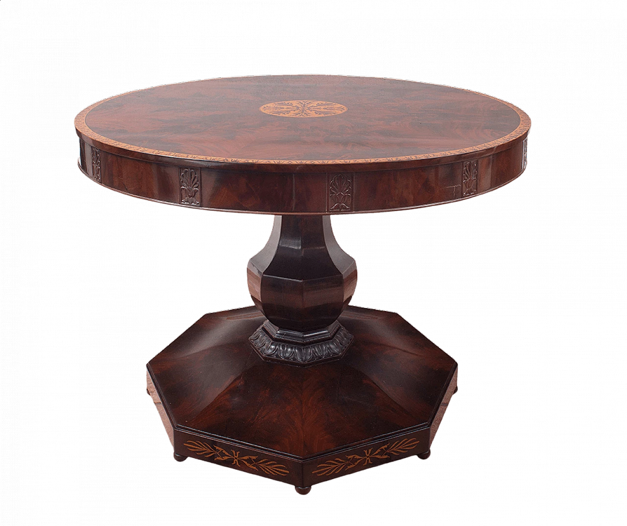 Smith coffee table in mahogany feather with maple inlay, 19th century 5