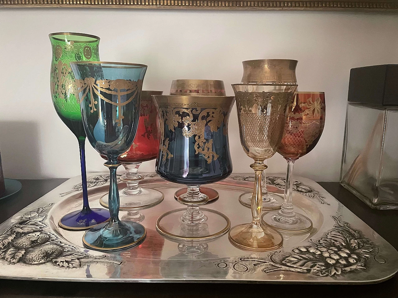 8 Bicchieri Montenapoleone decorati con oro zecchino 3
