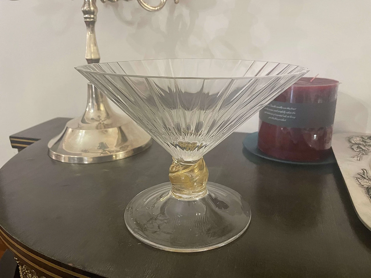 Coppa in vetro di Murano e oro zecchino, anni '80 1