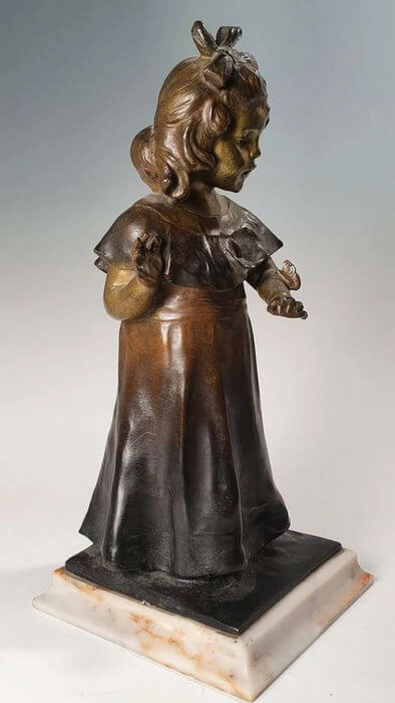 Scultura in bronzo di fanciulla di Levasseur Henri Louis, '800 1