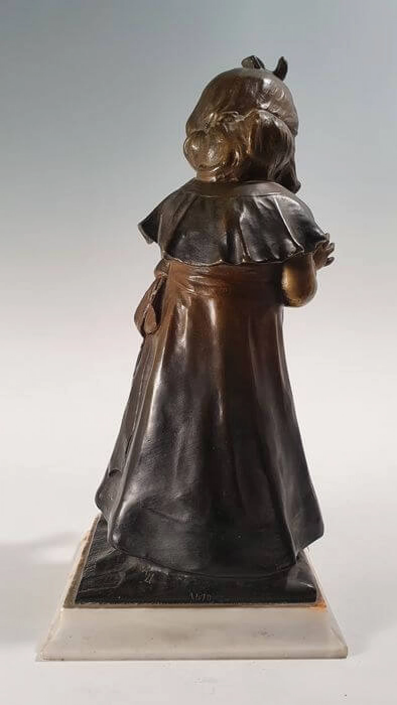 Scultura in bronzo di fanciulla di Levasseur Henri Louis, '800 2