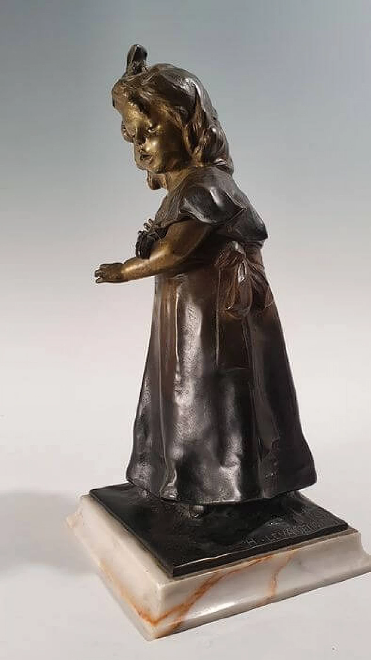 Scultura in bronzo di fanciulla di Levasseur Henri Louis, '800 4