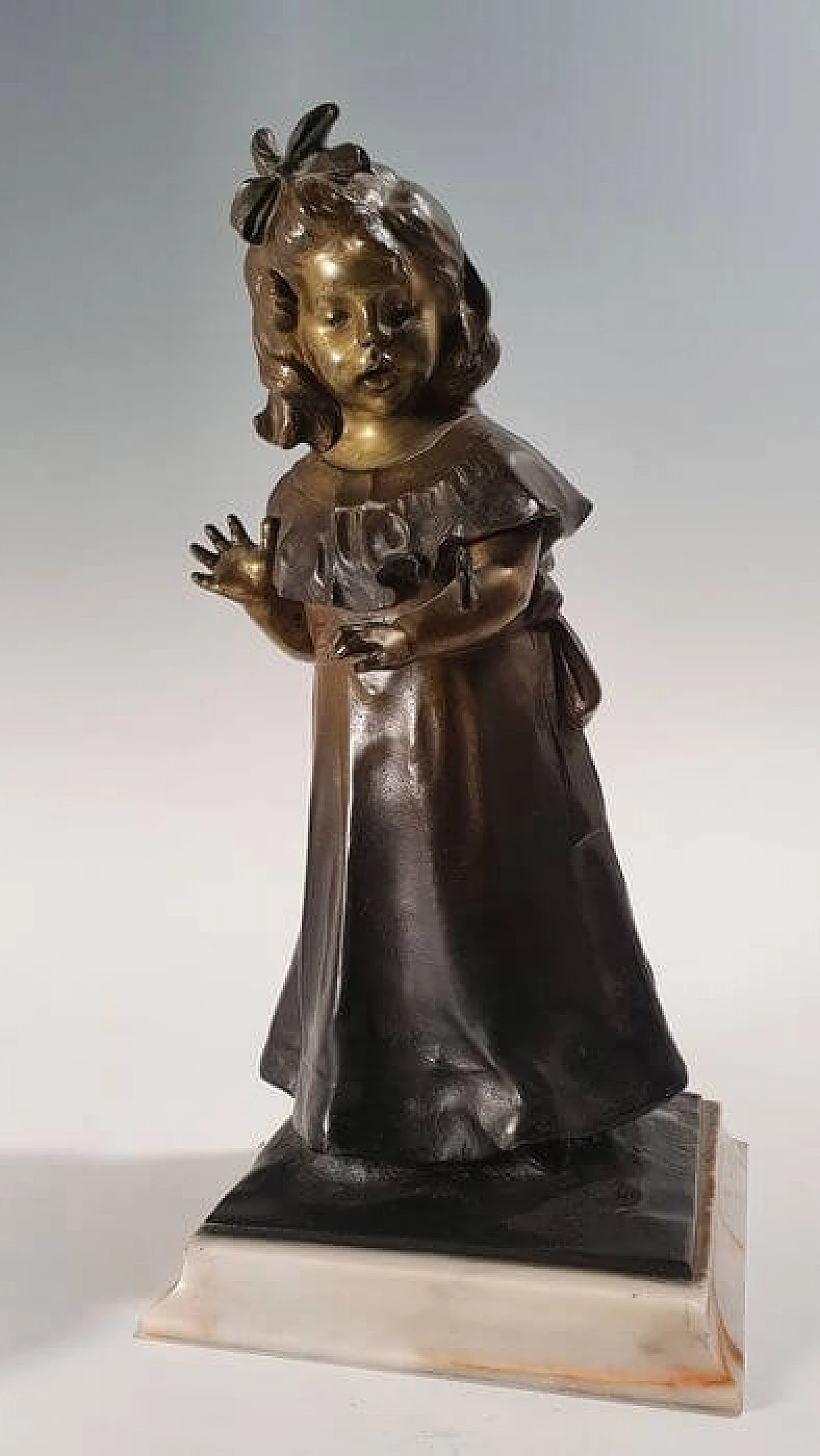 Scultura in bronzo di fanciulla di Levasseur Henri Louis, '800 6