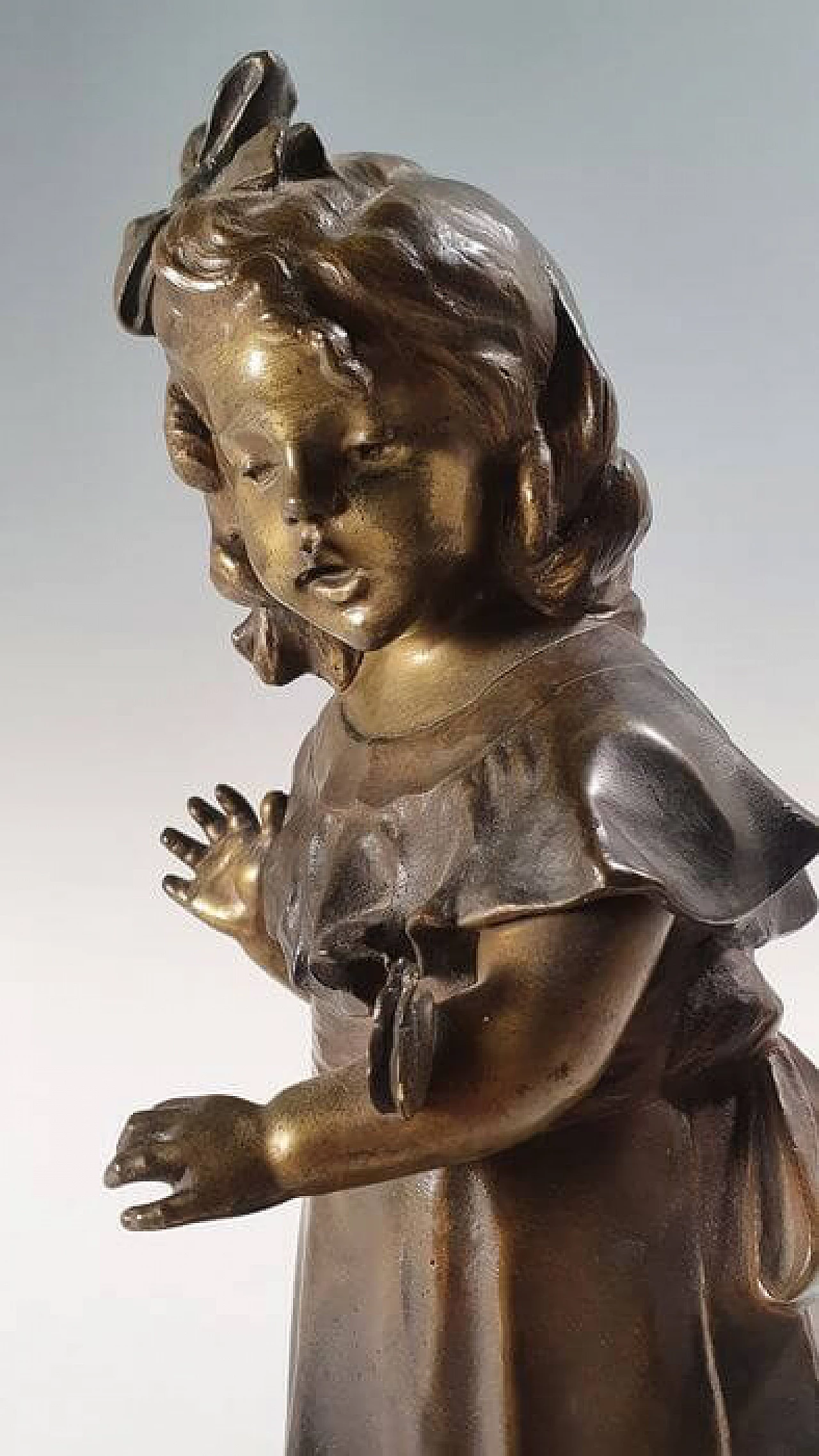 Scultura in bronzo di fanciulla di Levasseur Henri Louis, '800 7