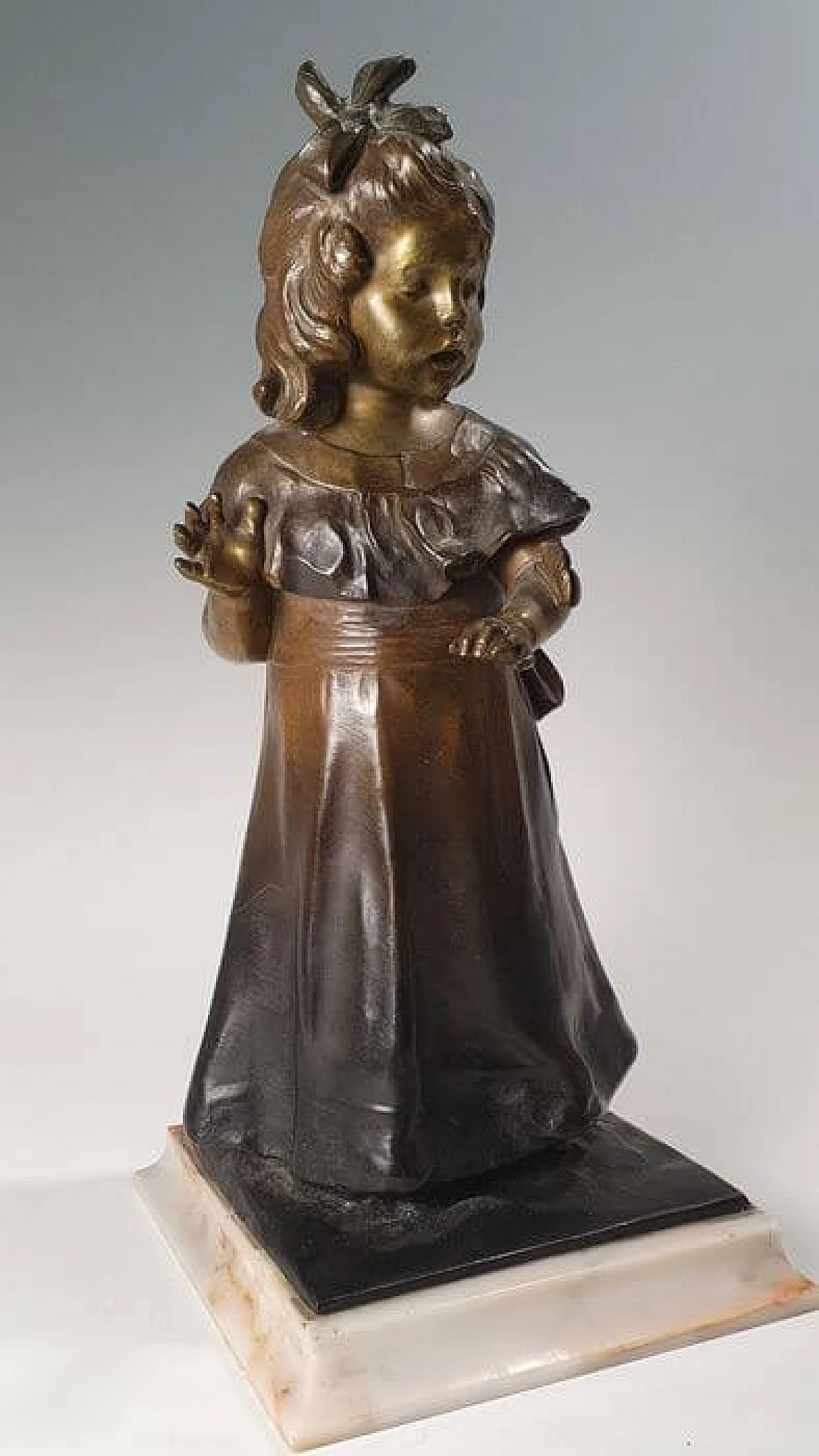 Scultura in bronzo di fanciulla di Levasseur Henri Louis, '800 8