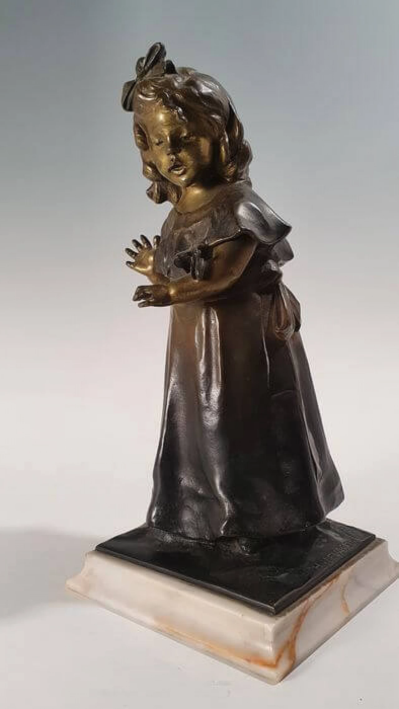 Scultura in bronzo di fanciulla di Levasseur Henri Louis, '800 12