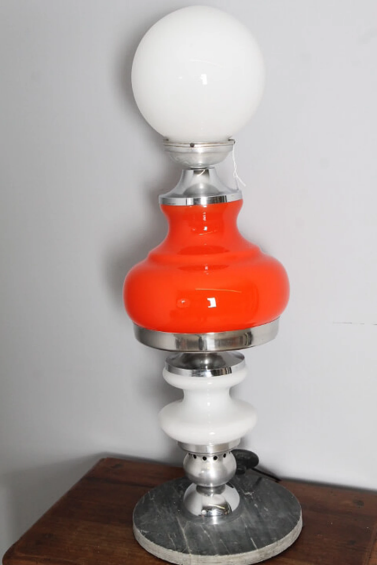 Red and white Murano glass lamp, 1960s 1