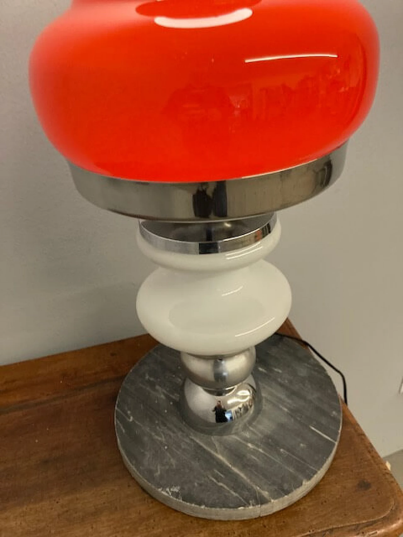 Red and white Murano glass lamp, 1960s 6