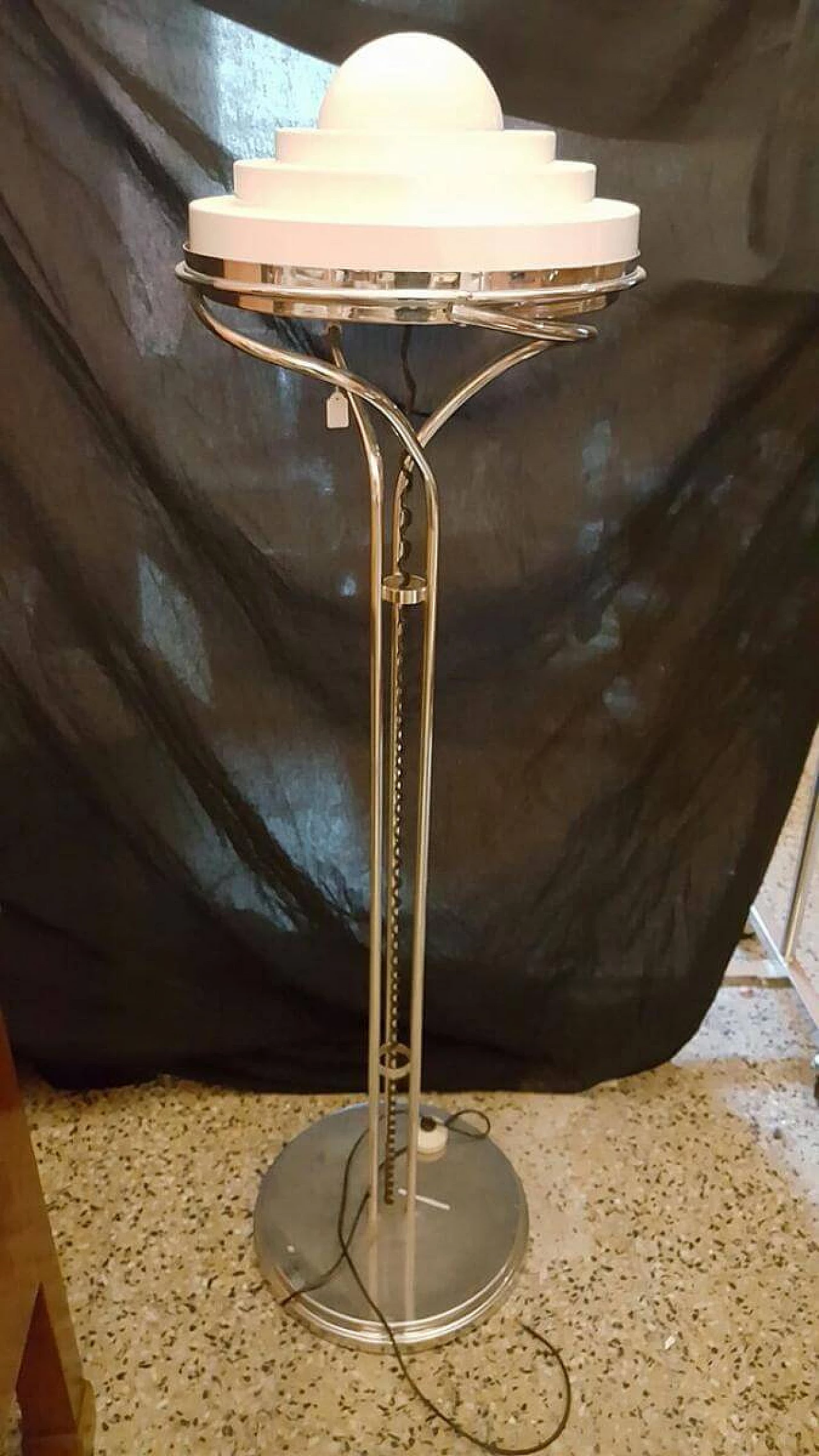 Metal floor lamp with plastic shade, 1970s 1