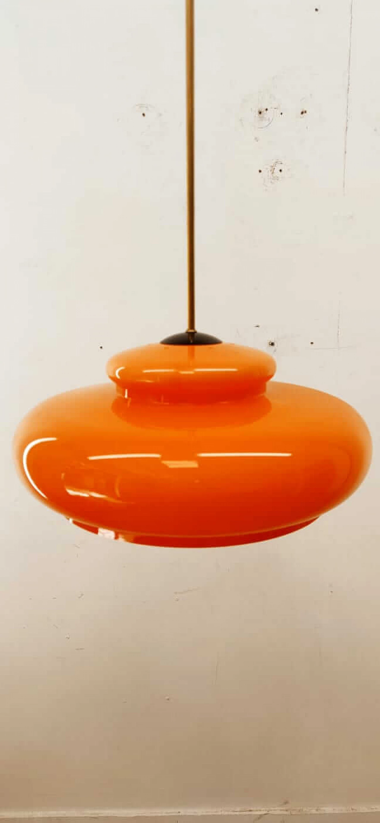 Lampadario con asta in ottone, anni '70 8