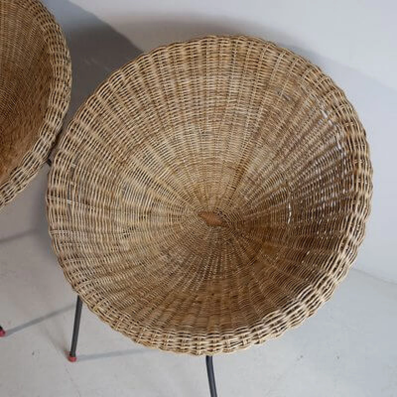 Pair of wicker Egg chairs, 1950s 6