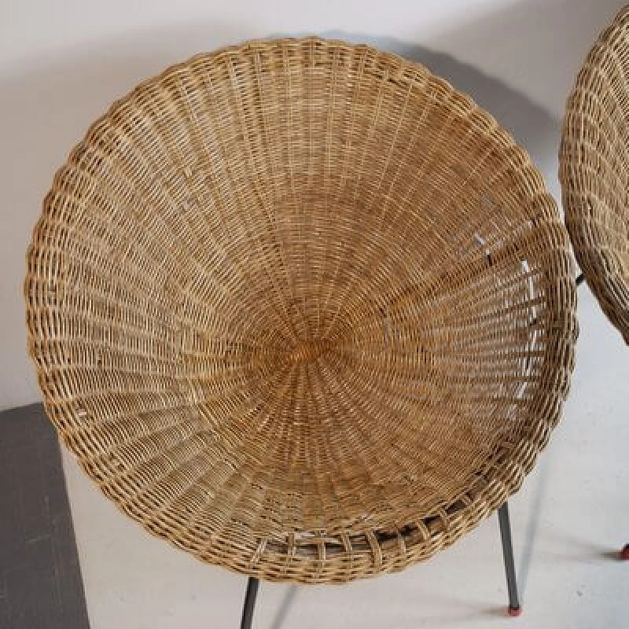 Pair of wicker Egg chairs, 1950s 7