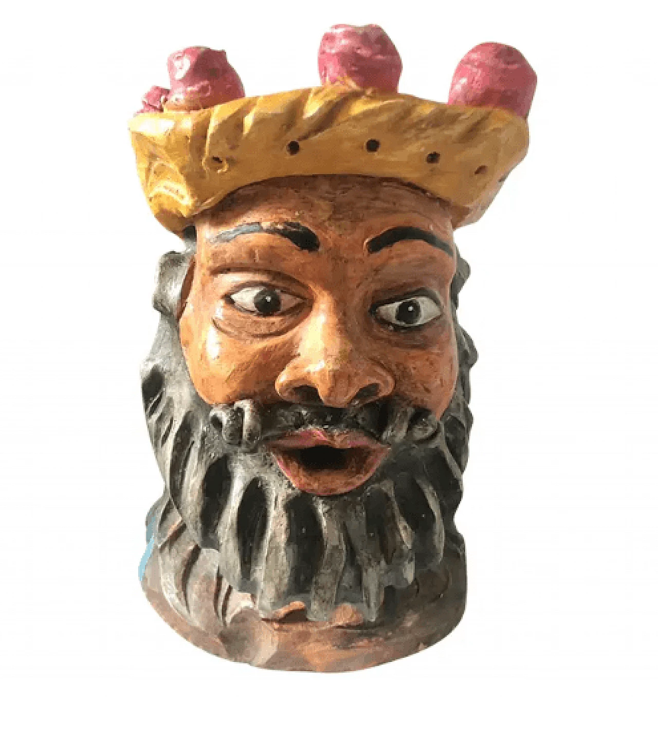 Terracotta polychrome head sculpture, 19th century 1