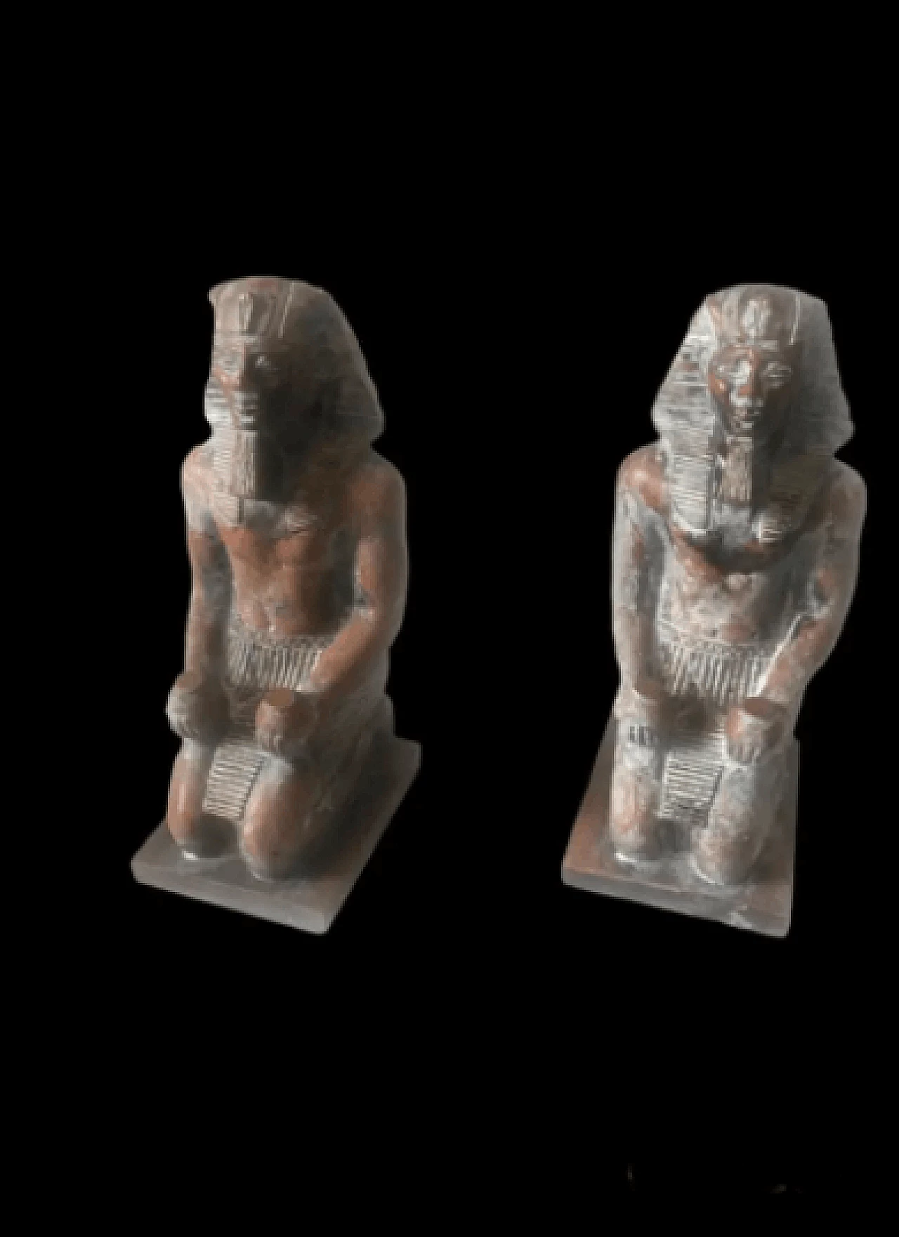 Pair of hand-carved Art Deco' sculptures of Egyptian Pharaohs in wood, 40s 25