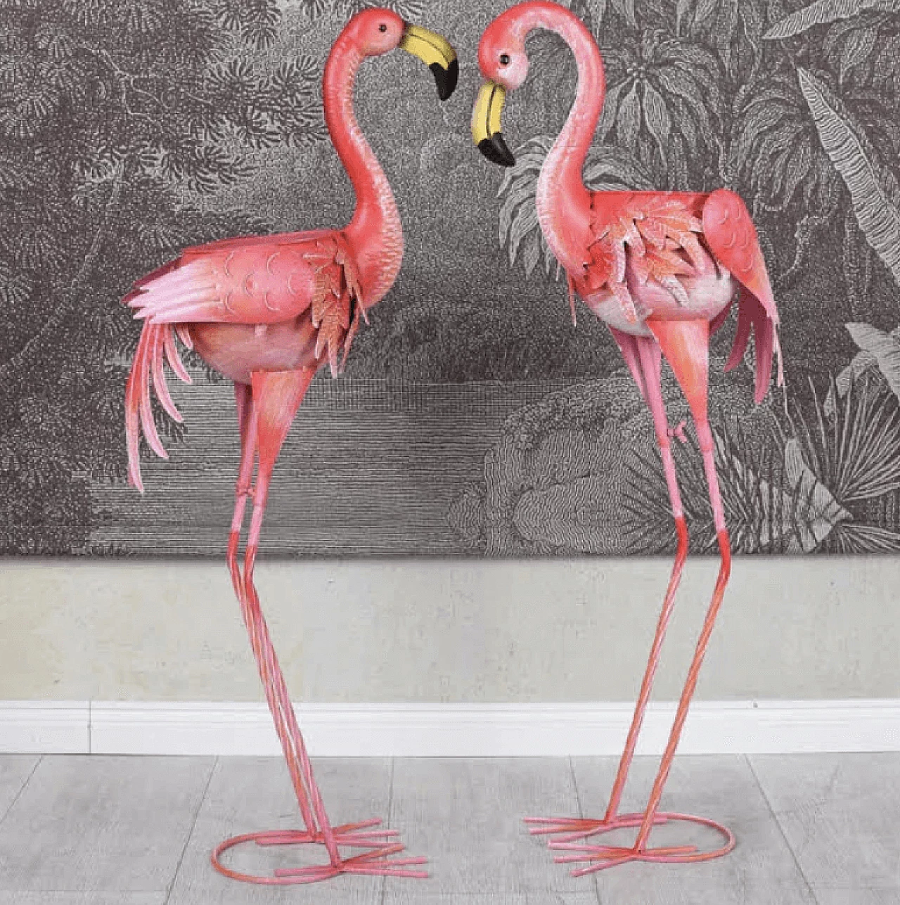 Pair of flamingo-shaped pot holders made of metal 1