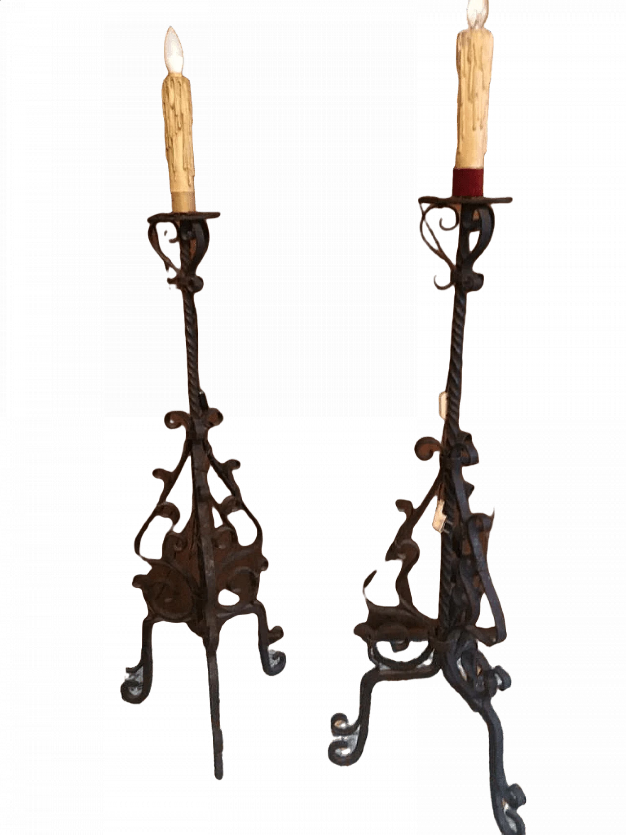 Pair of wrought iron torches, 19th century 8