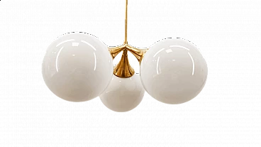 Brass chandelier with three polished spheres, 1970s