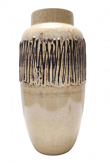 Beige and black glazed ceramic vase, 1970s