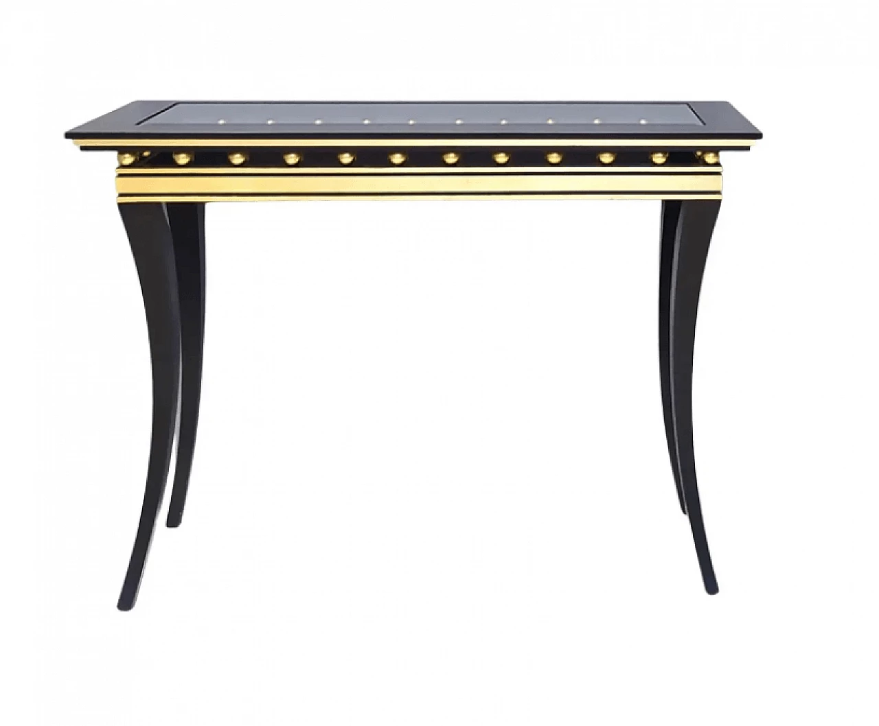 Rectangular ebonized beech console by Roberto Ventura with crystal top, 2000s 7