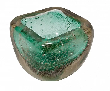 Green and gold Murano submerged glass bowl by Venini, 1940s