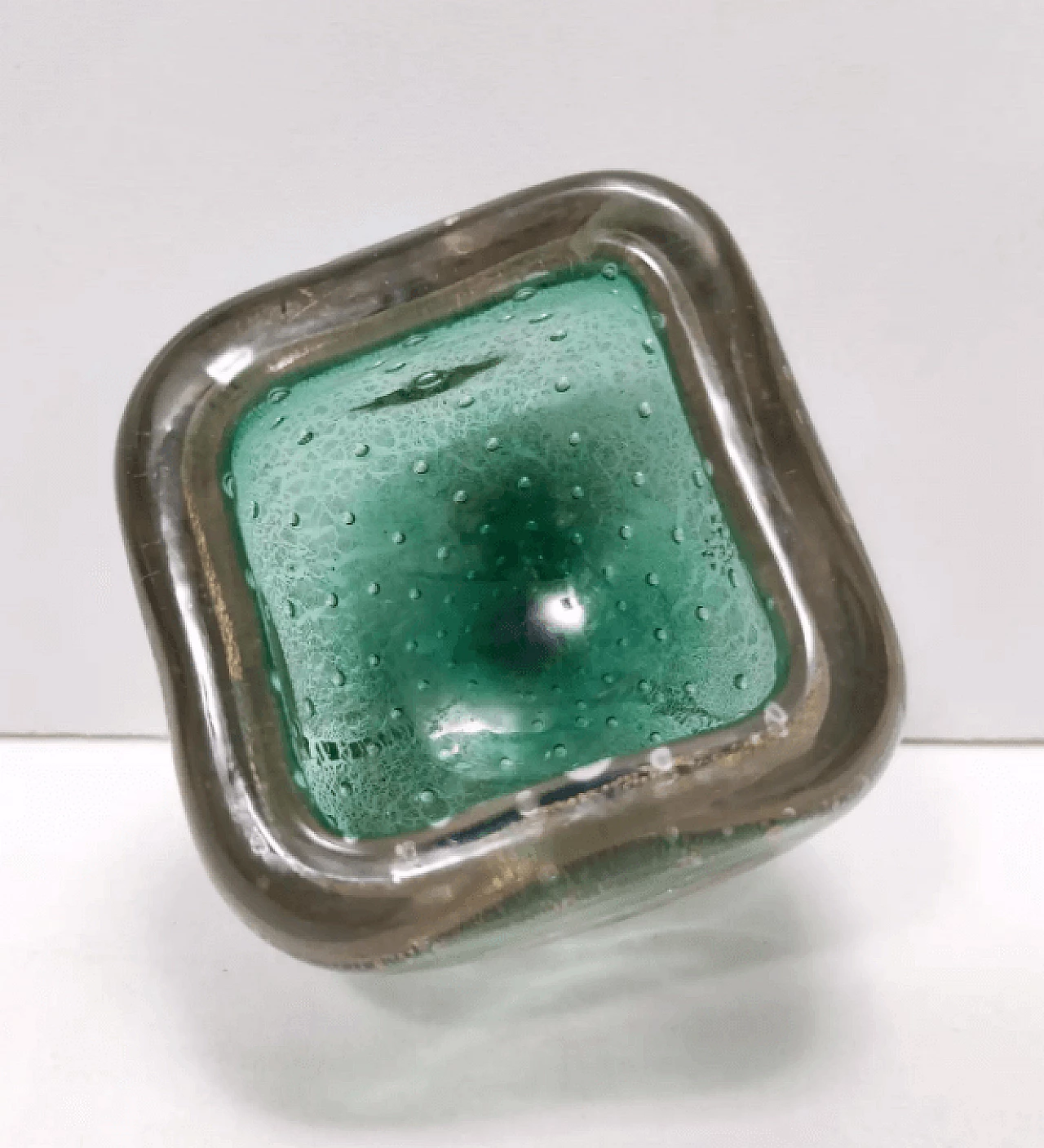 Green and gold Murano submerged glass bowl by Venini, 1940s 7