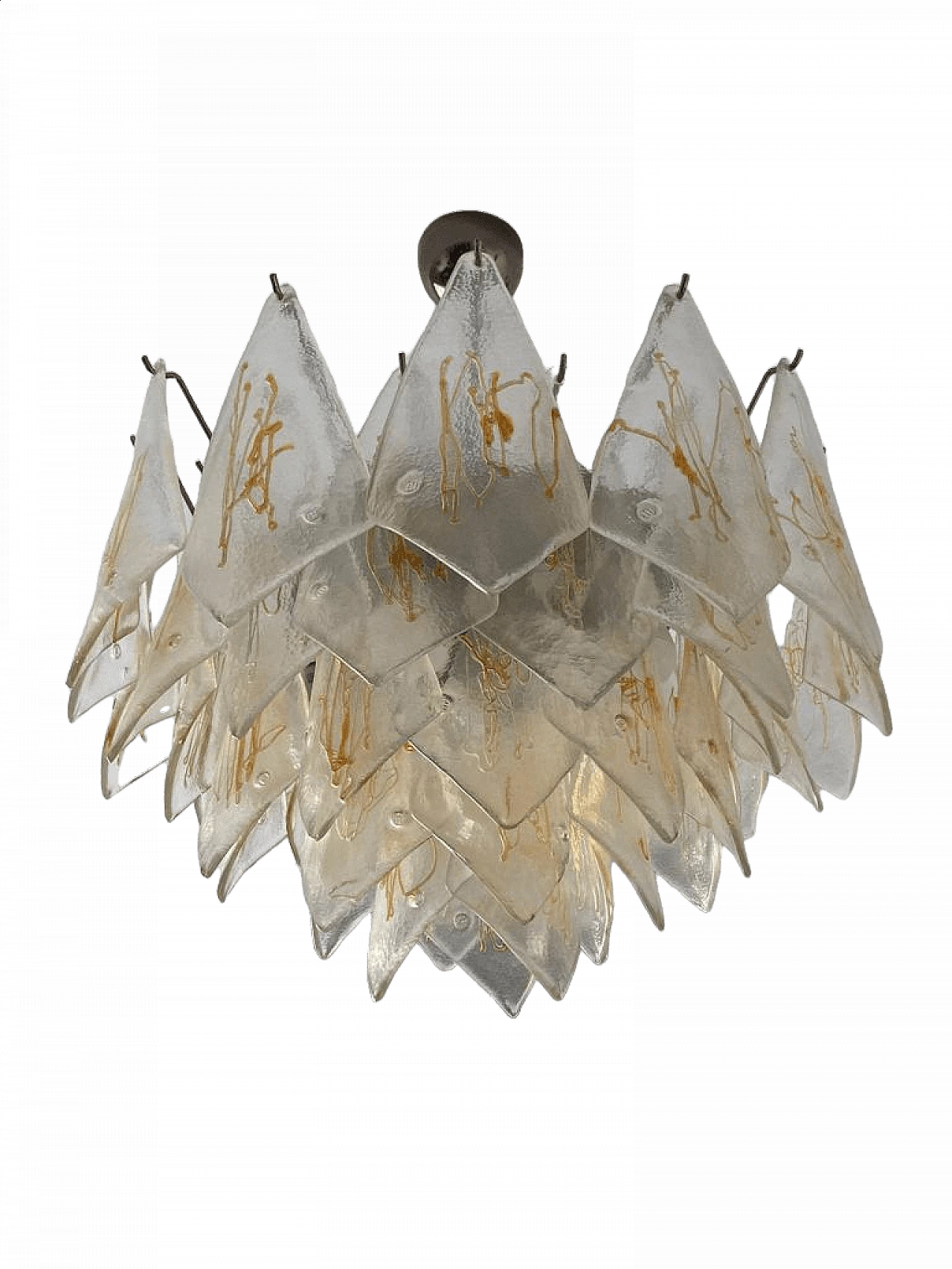 La Murrina Murano chandelier with 48 curved rhomboidal leaves, 1970s 7