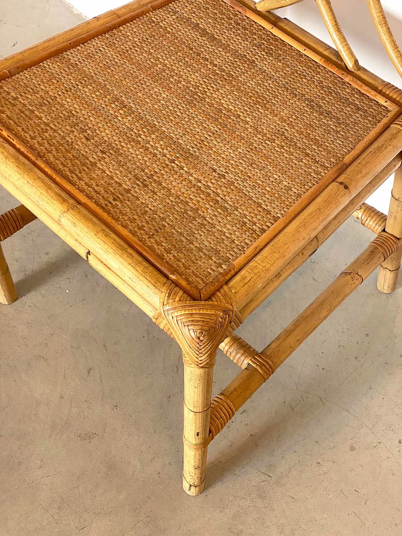 Wicker and bamboo chair, '70s 3